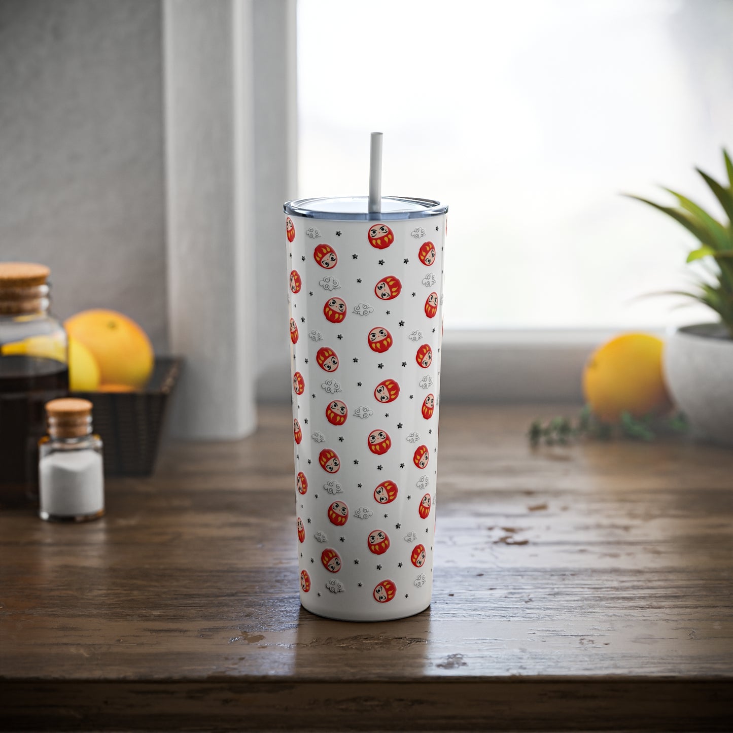 Daruma Steel Tumbler with Straw, 20oz