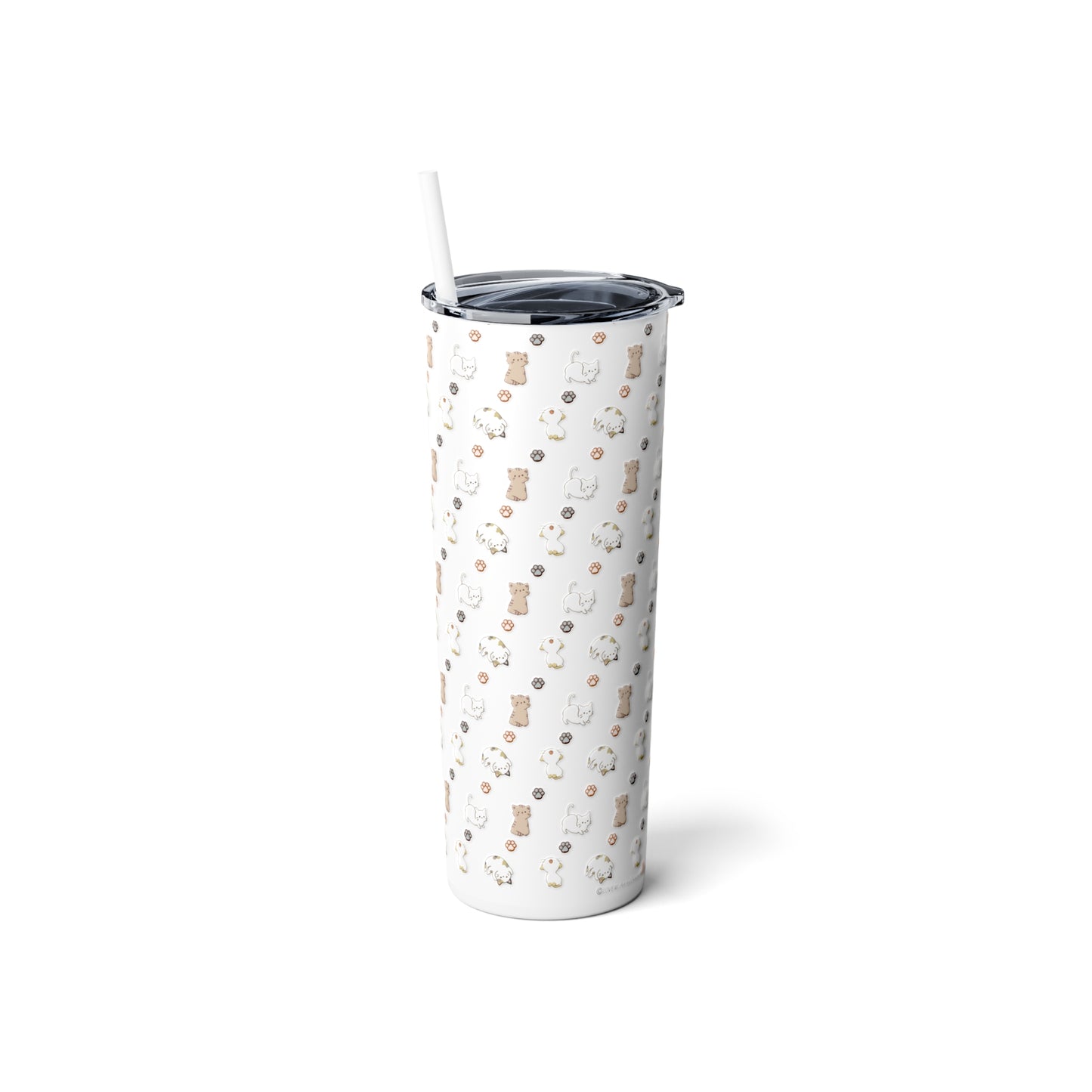 Cats Steel Tumbler with Straw, 20oz