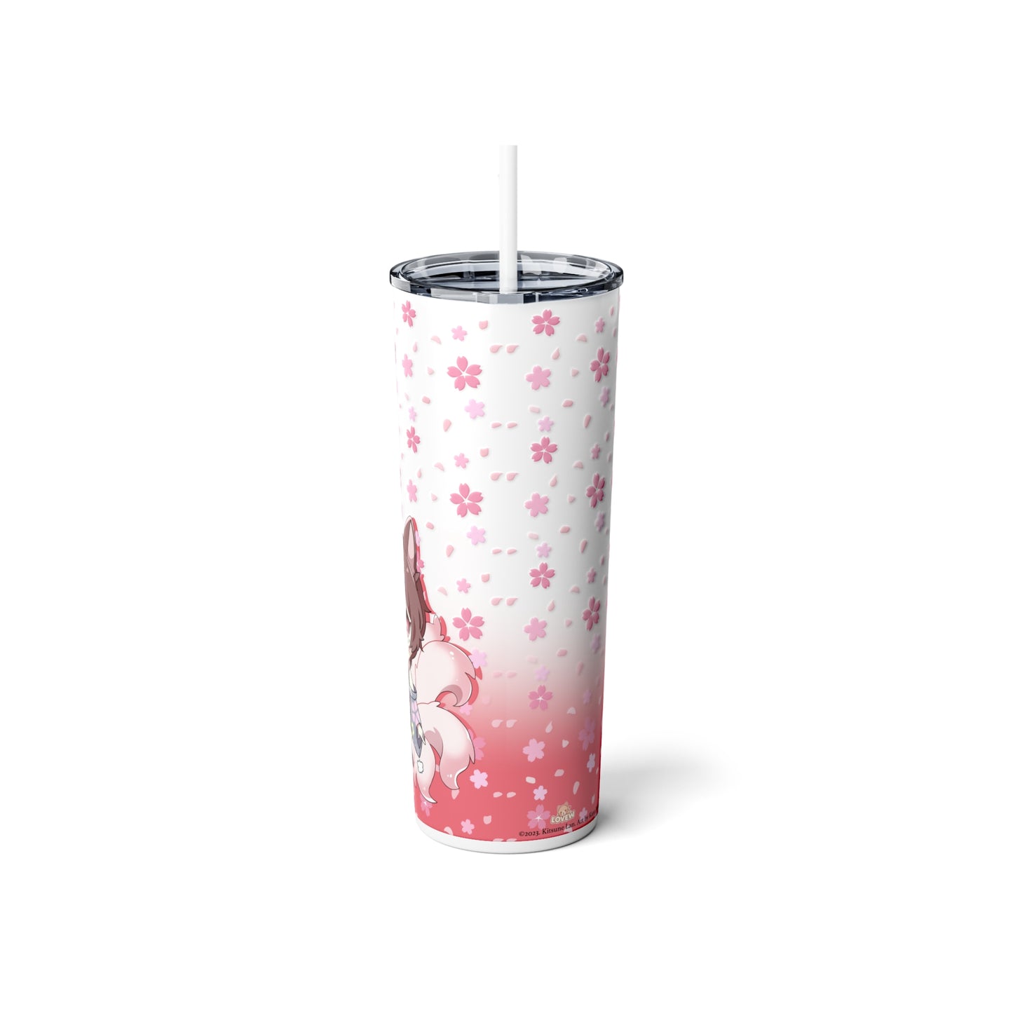 Kitsune Lan Steel Tumbler with Straw, 20oz