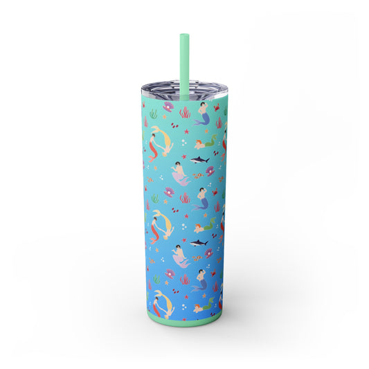 Mermen at Play Tumbler with Straw, 20oz