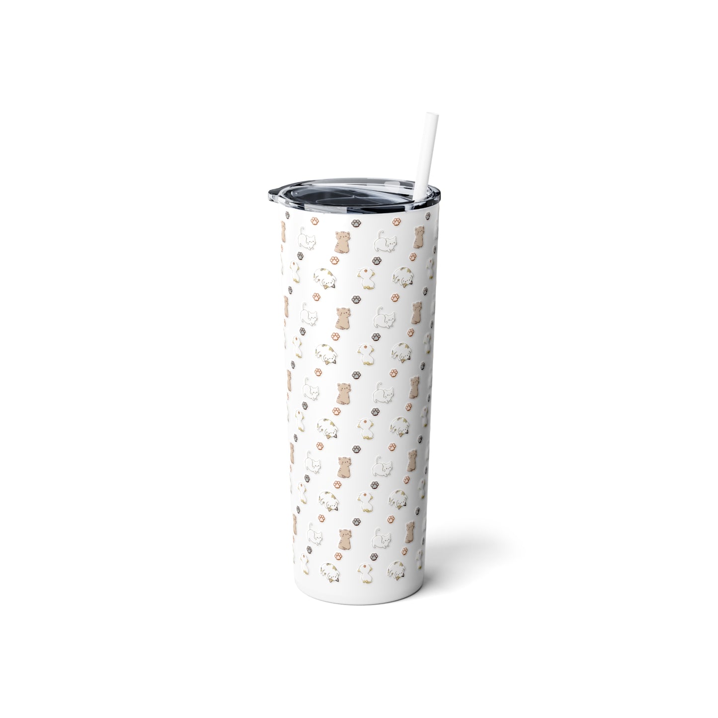 Cats Steel Tumbler with Straw, 20oz