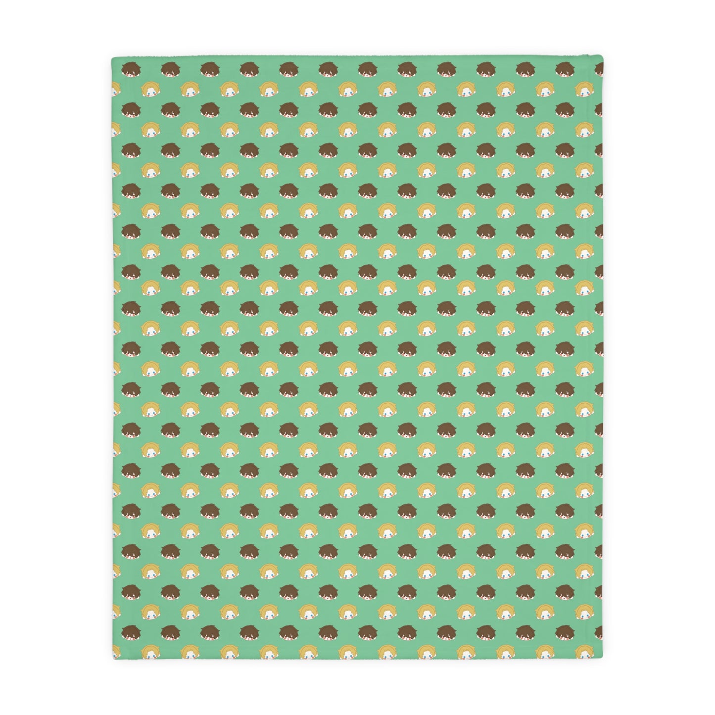 FACE! (Green) Velveteen Minky Blanket