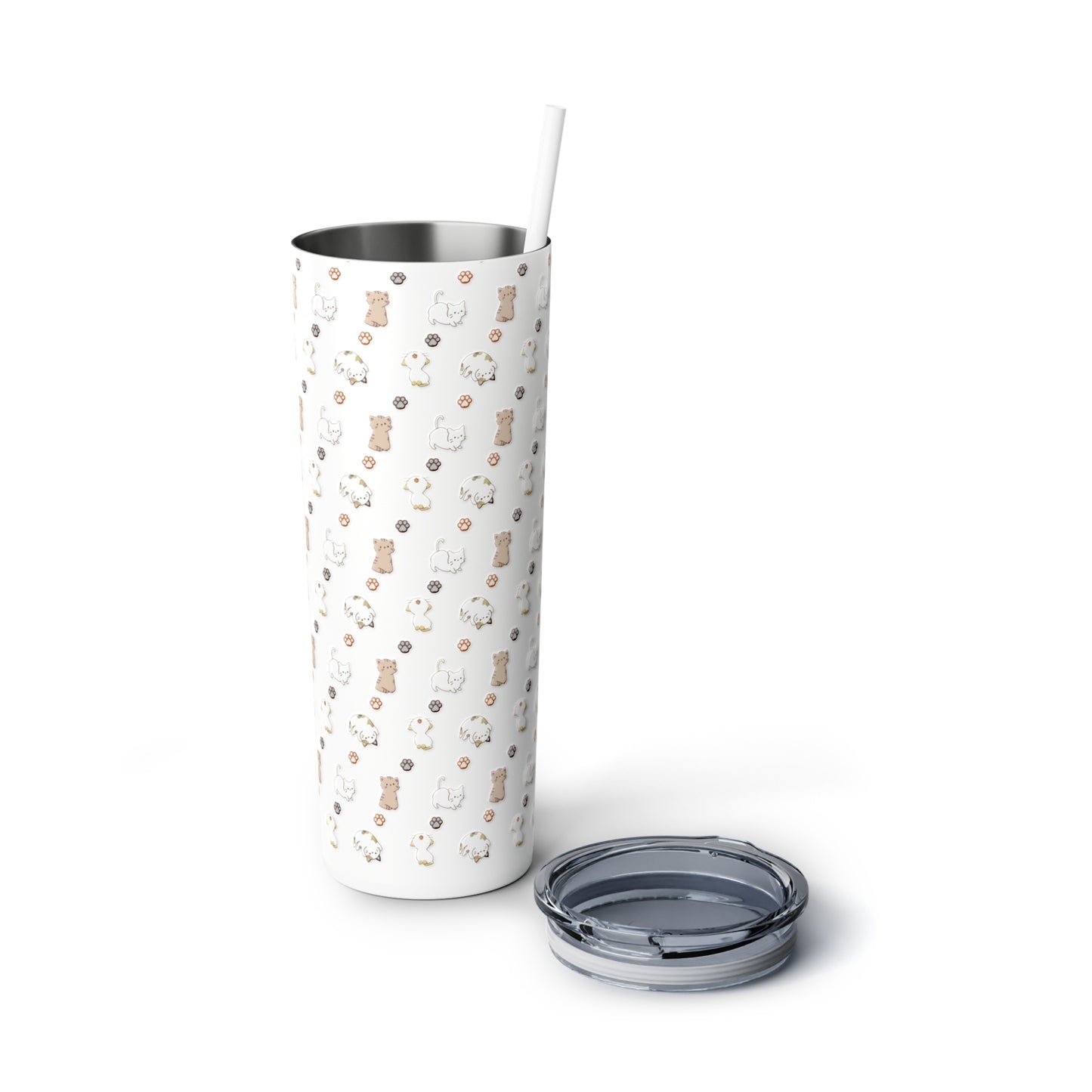 Cats Steel Tumbler with Straw, 20oz