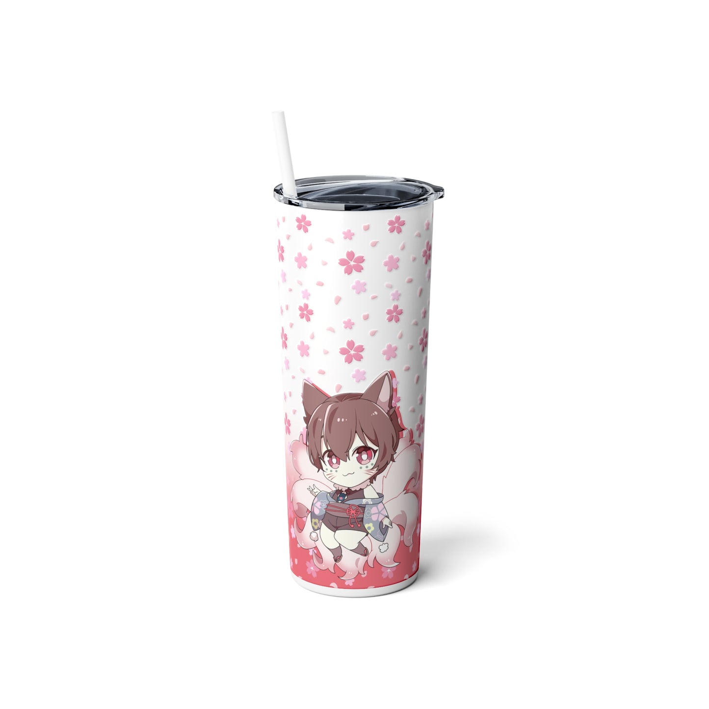 Kitsune Lan Steel Tumbler with Straw, 20oz