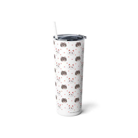 Kitsune Lan and Friend Steel Tumbler with Straw, 20oz