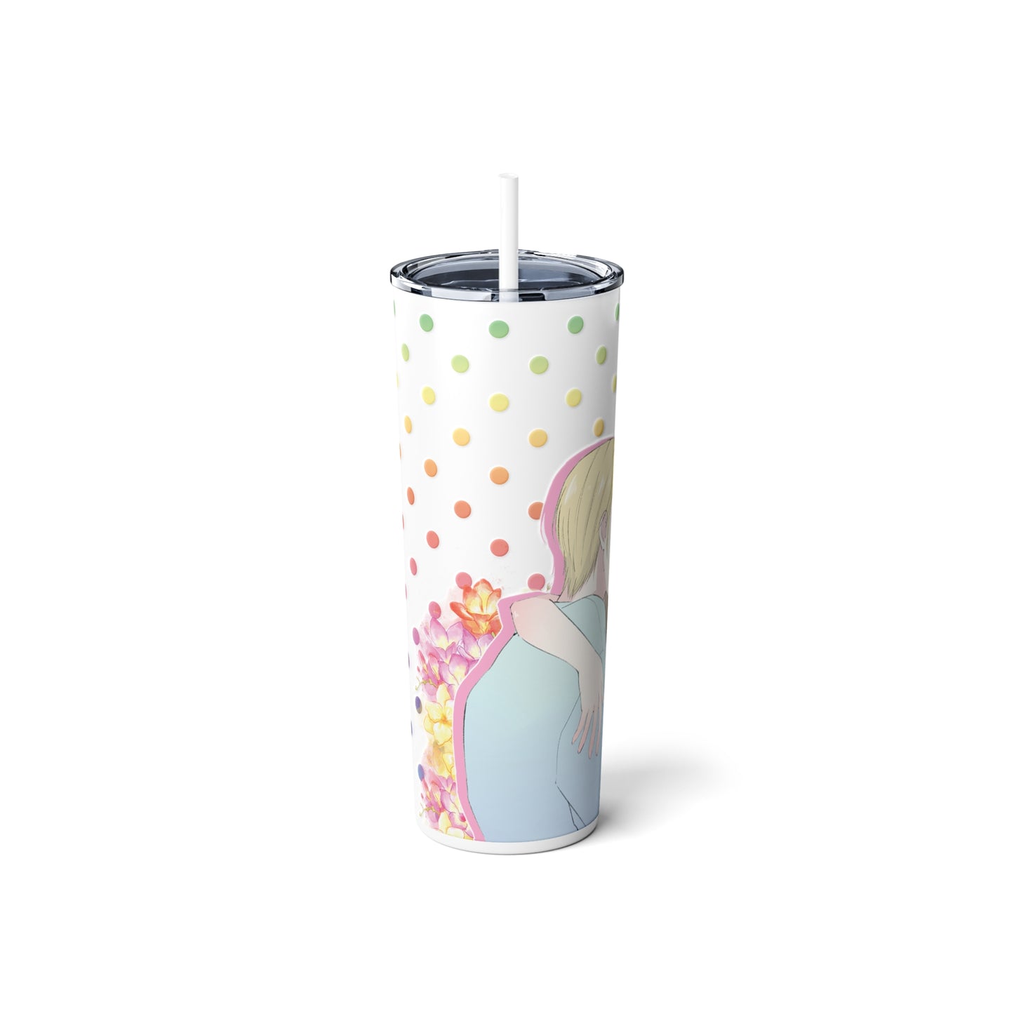 May Flowers Steel Tumbler with Straw, 20oz