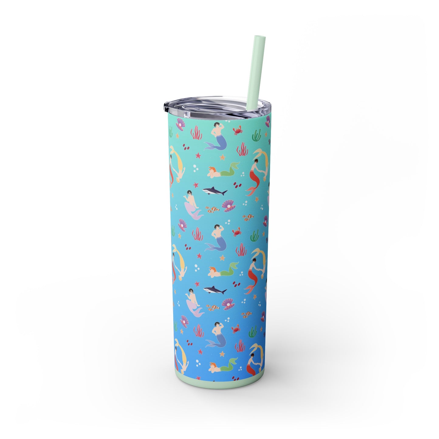 Mermen at Play Tumbler with Straw, 20oz