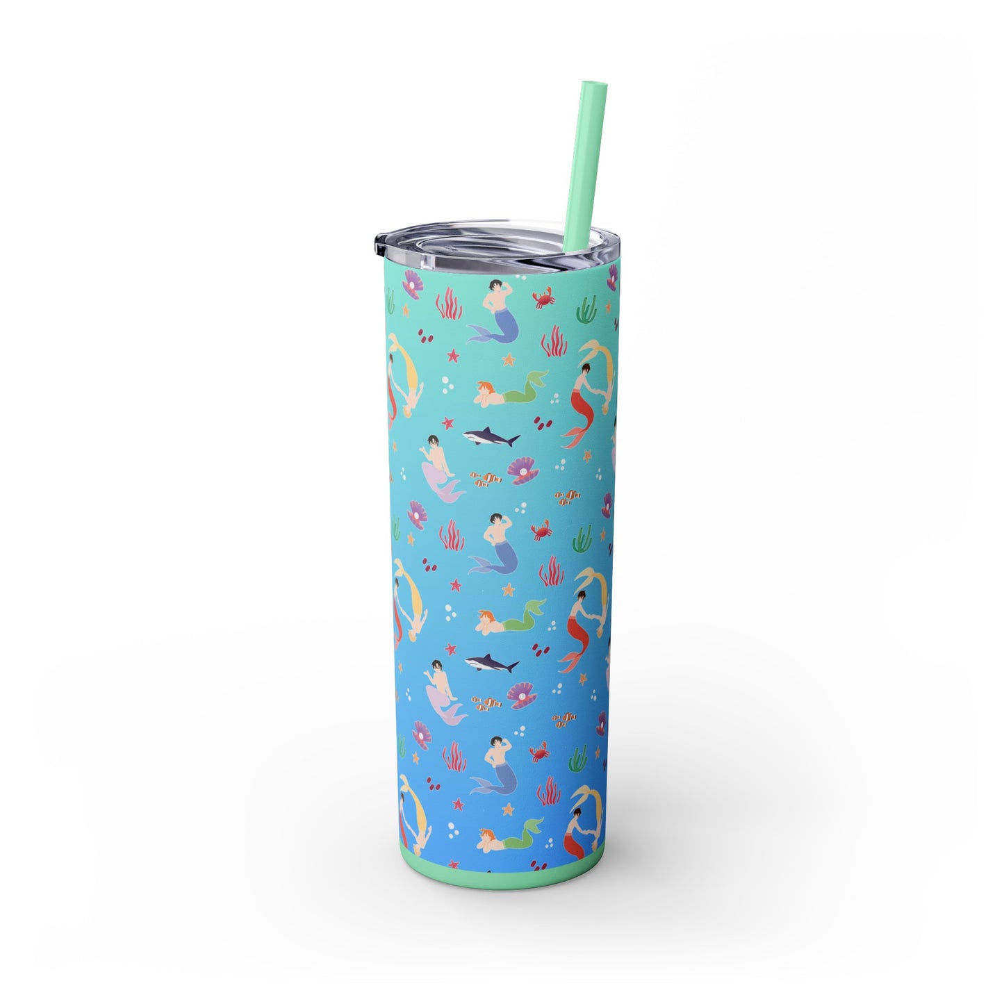 Mermen at Play Tumbler with Straw, 20oz