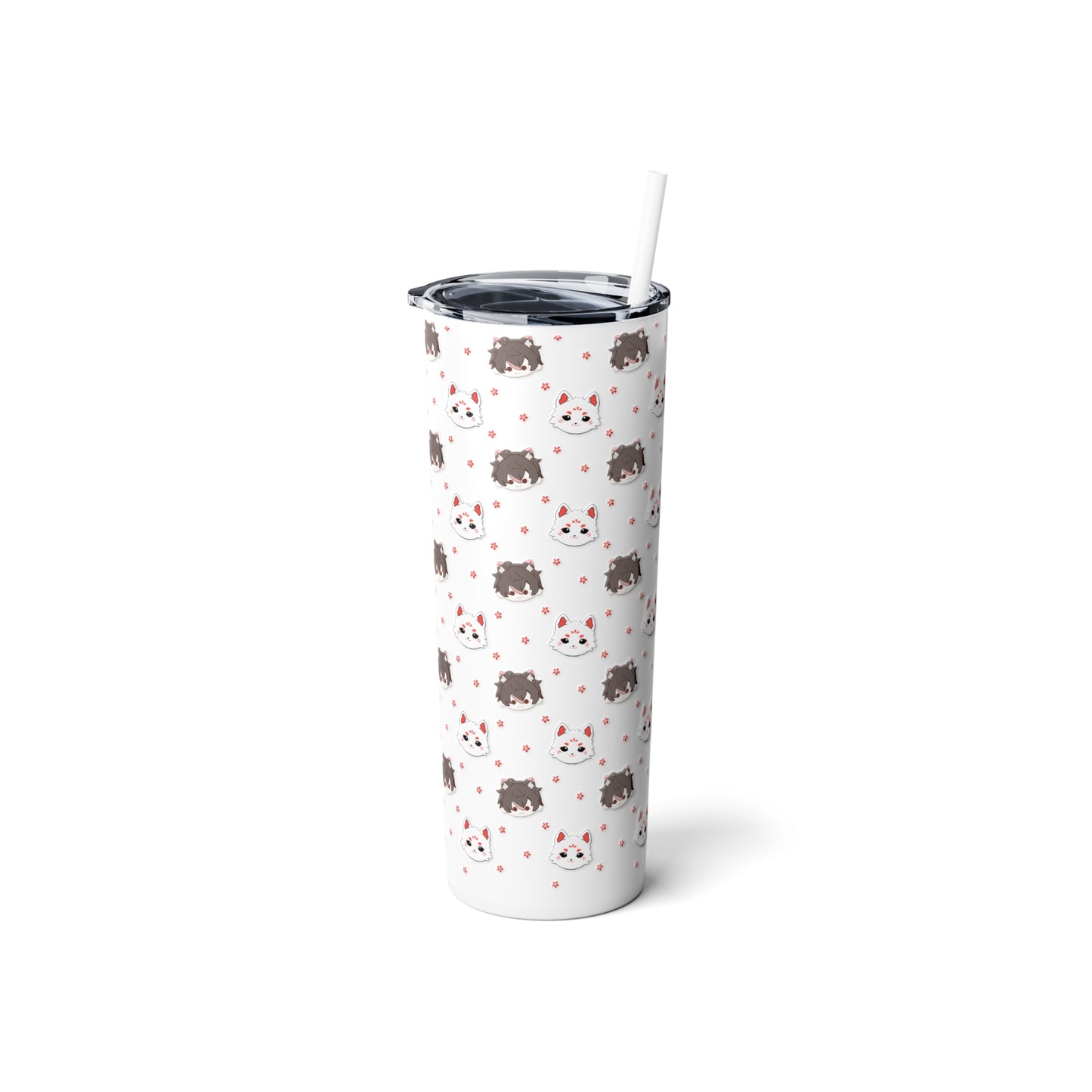 Kitsune Lan and Friend Steel Tumbler with Straw, 20oz