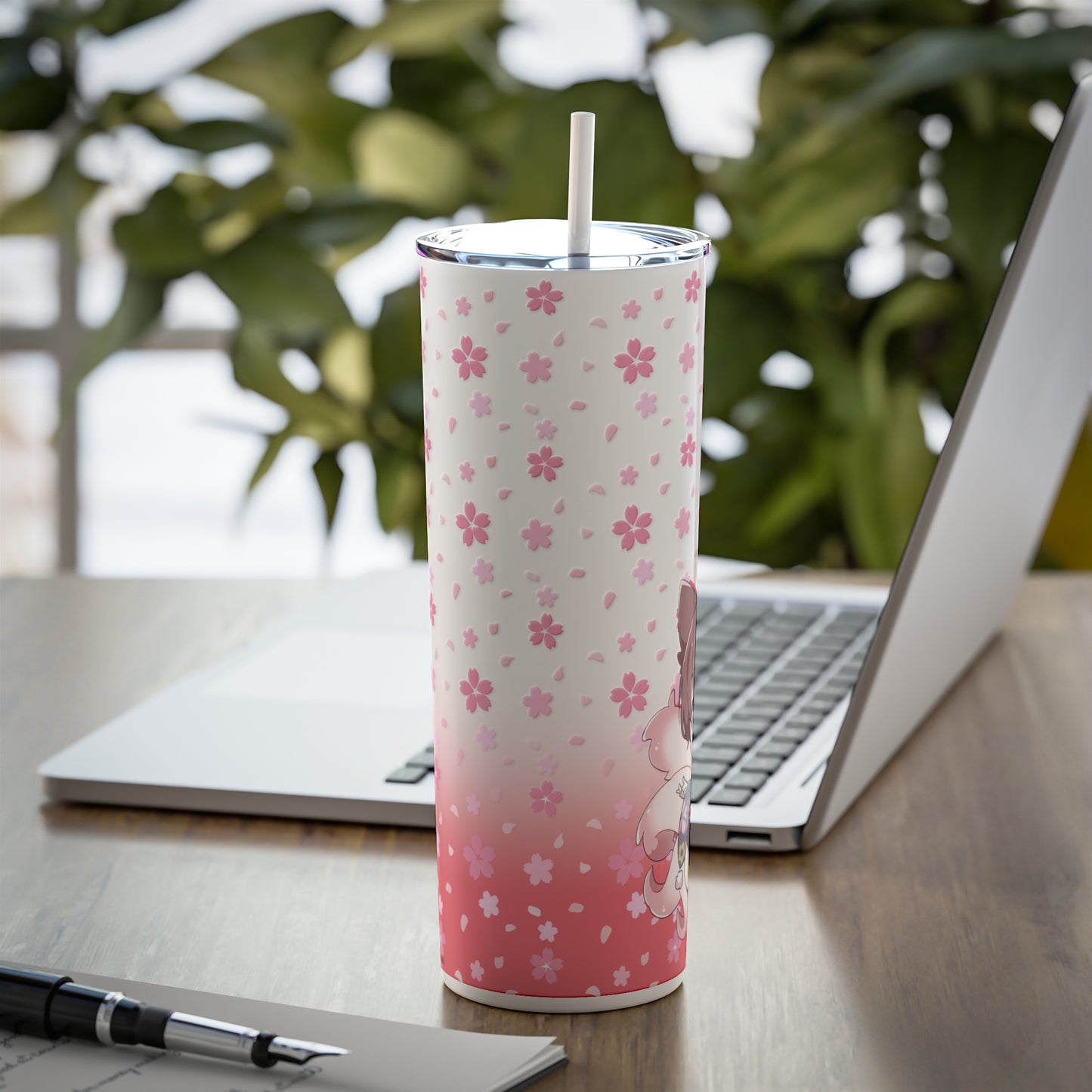 Kitsune Lan Steel Tumbler with Straw, 20oz