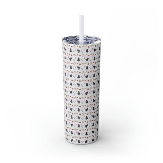 Glitter White Christmas Skinny Tumbler with Straw, 20oz