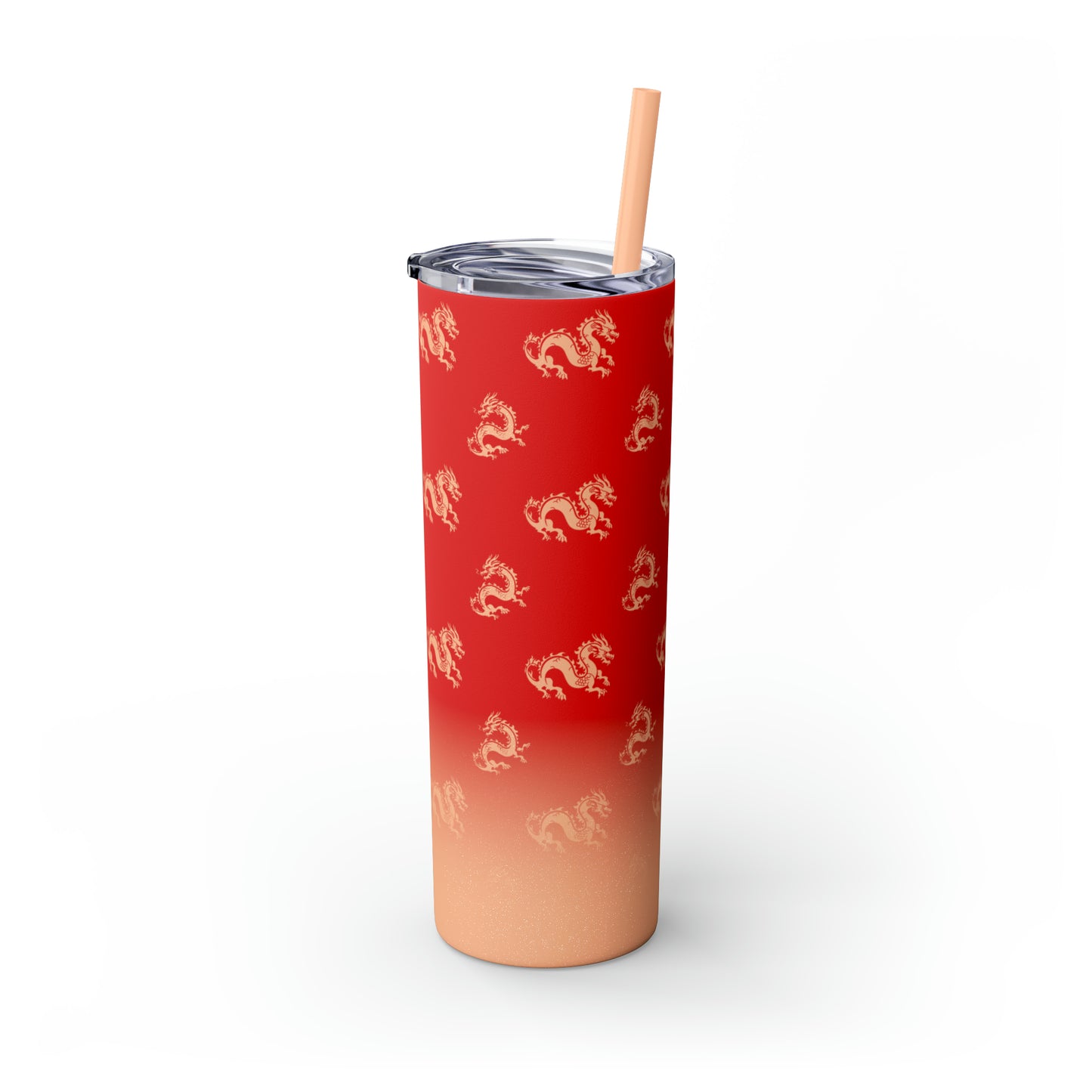 Light Gold Year of the Dragon Skinny Tumbler with Straw, 20oz