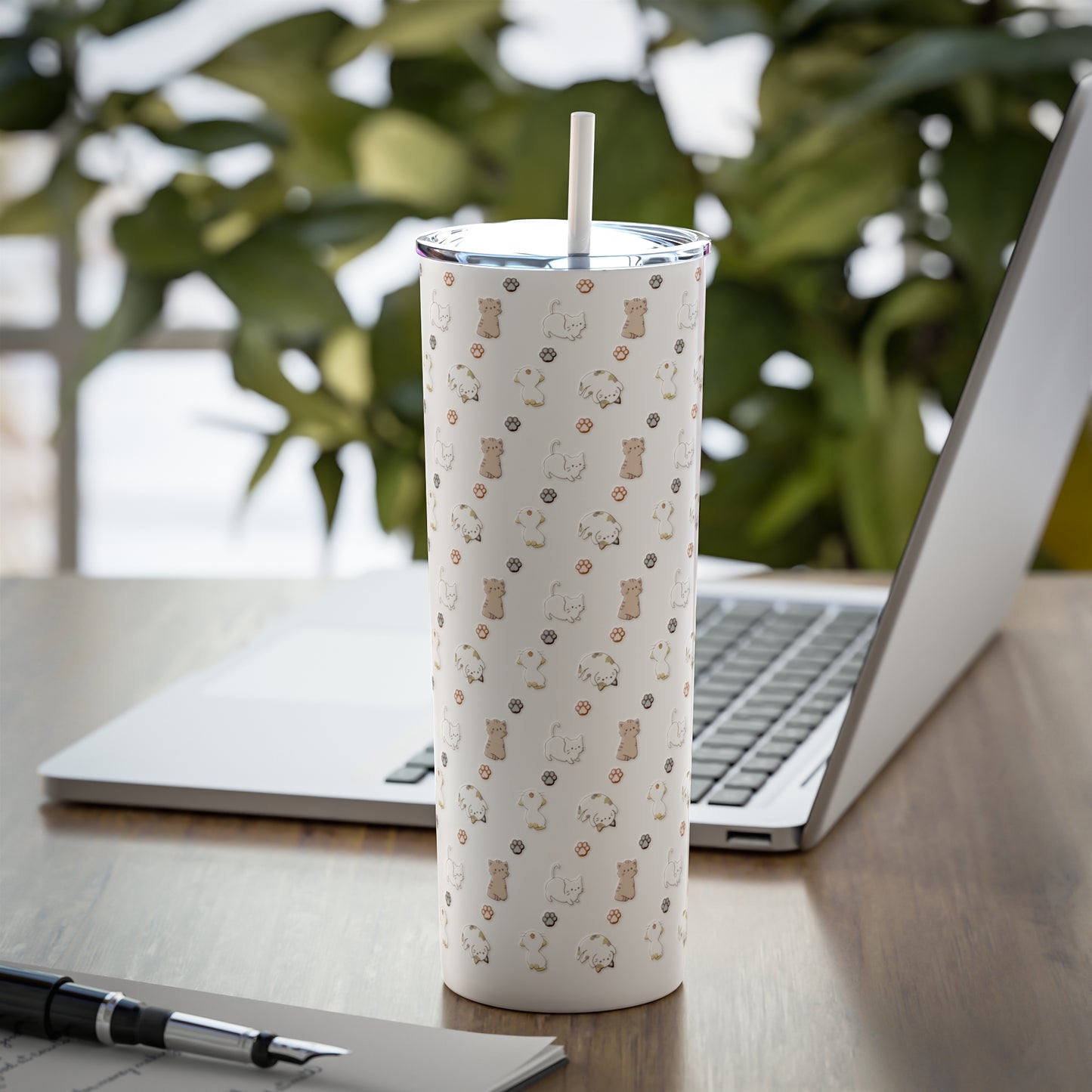 Cats Steel Tumbler with Straw, 20oz