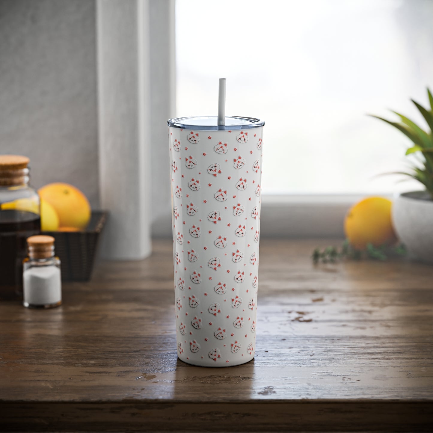 Kitsune Steel Tumbler with Straw, 20oz