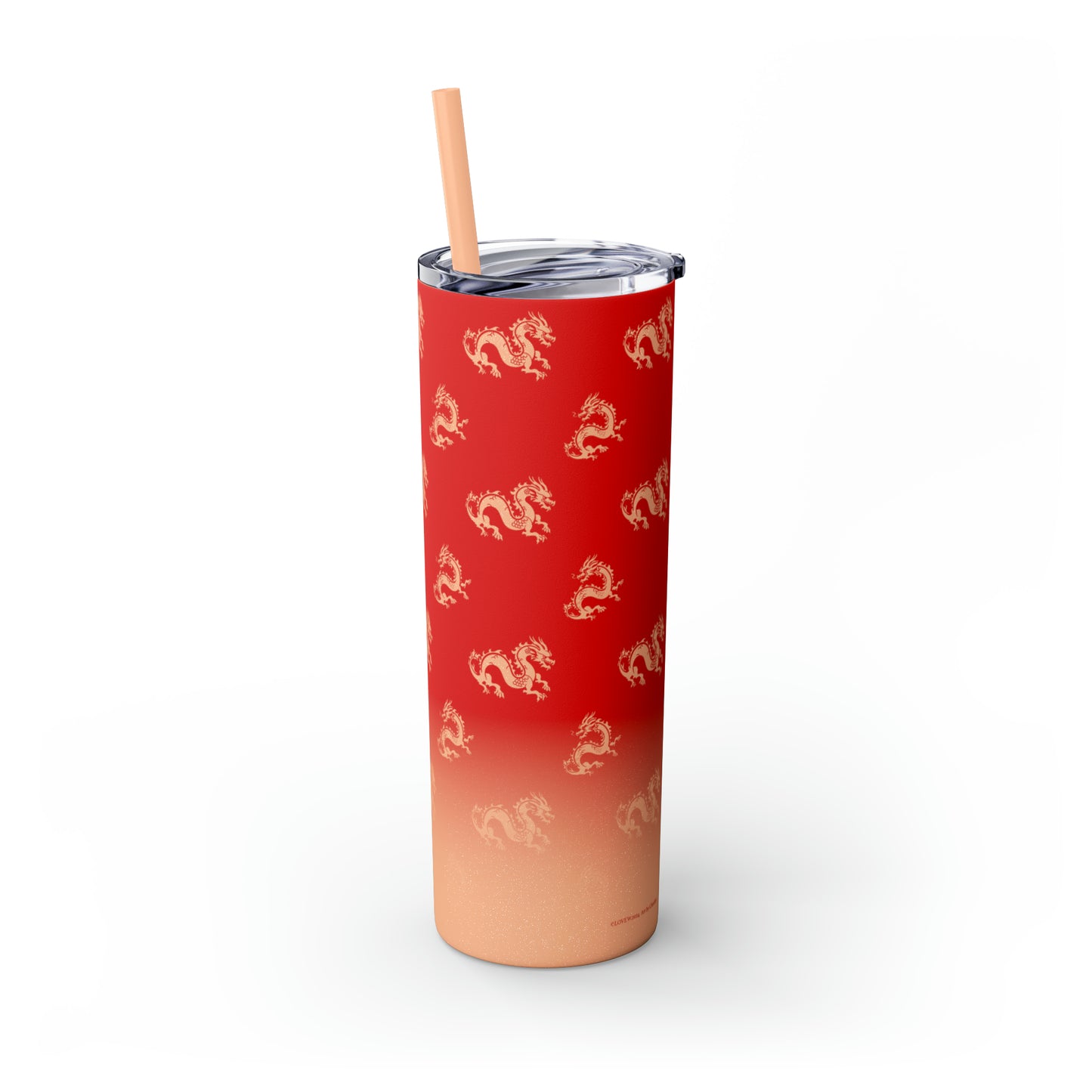 Light Gold Year of the Dragon Skinny Tumbler with Straw, 20oz