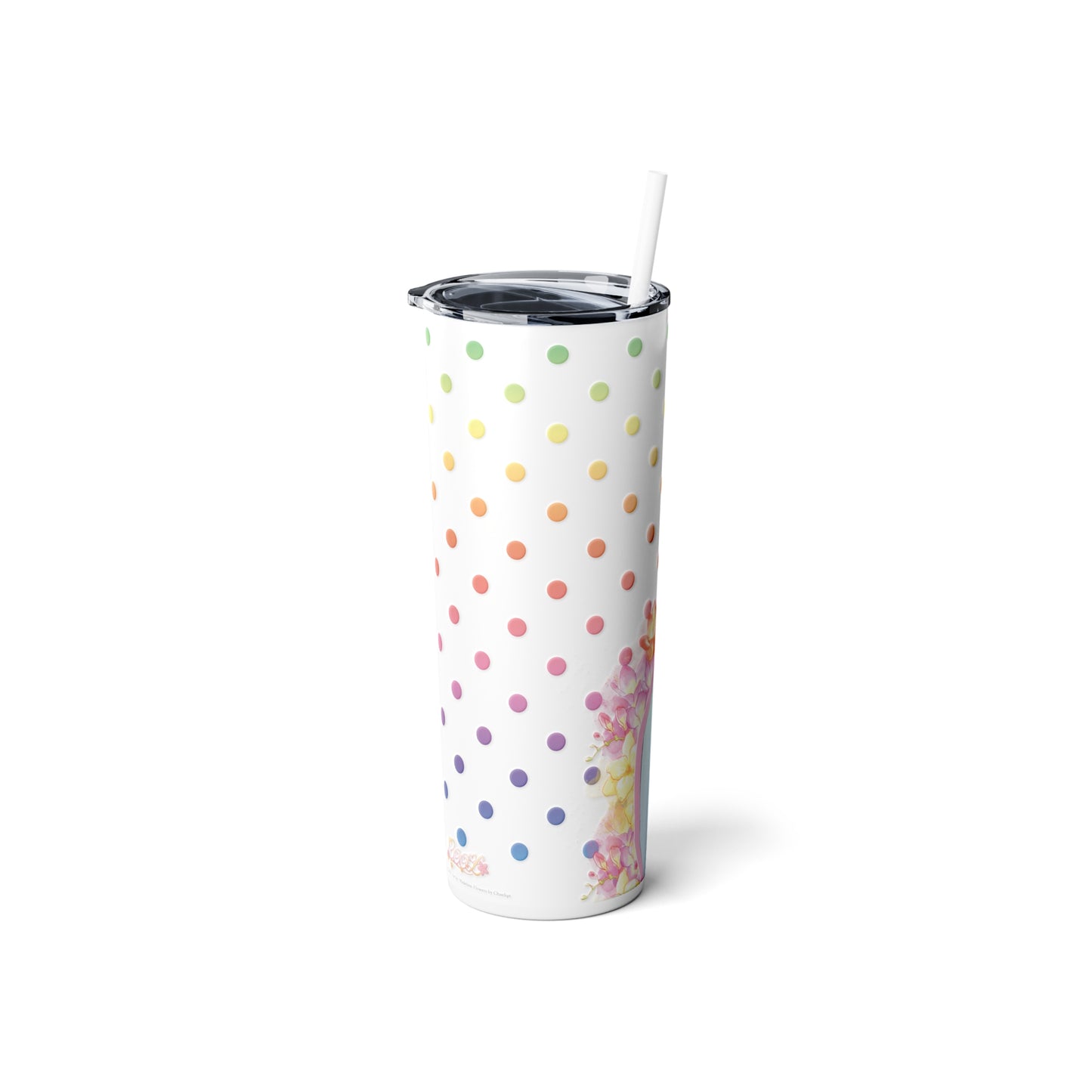 May Flowers Steel Tumbler with Straw, 20oz