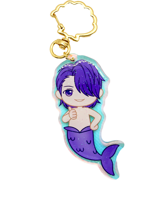 Purple Merman Acrylic Keychain