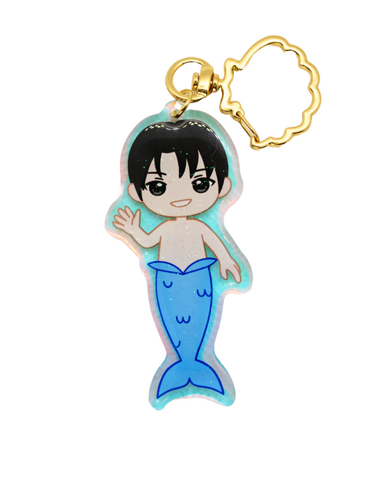 Blue Merman Charm Acrylic Keychain