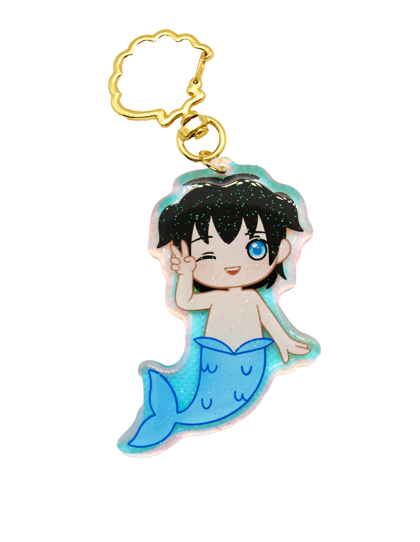 Light Blue Merman Acrylic Keychain