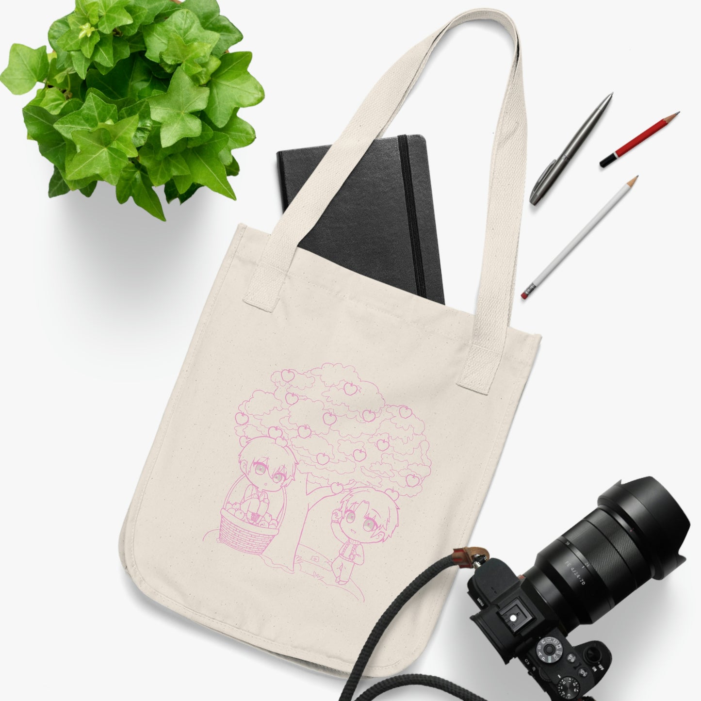 Pink Apple Picking Tote Bag